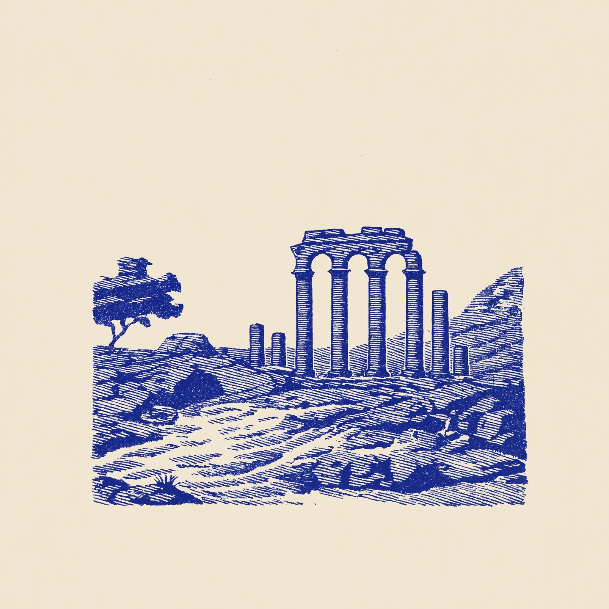 Ancient Roman ruins illustration